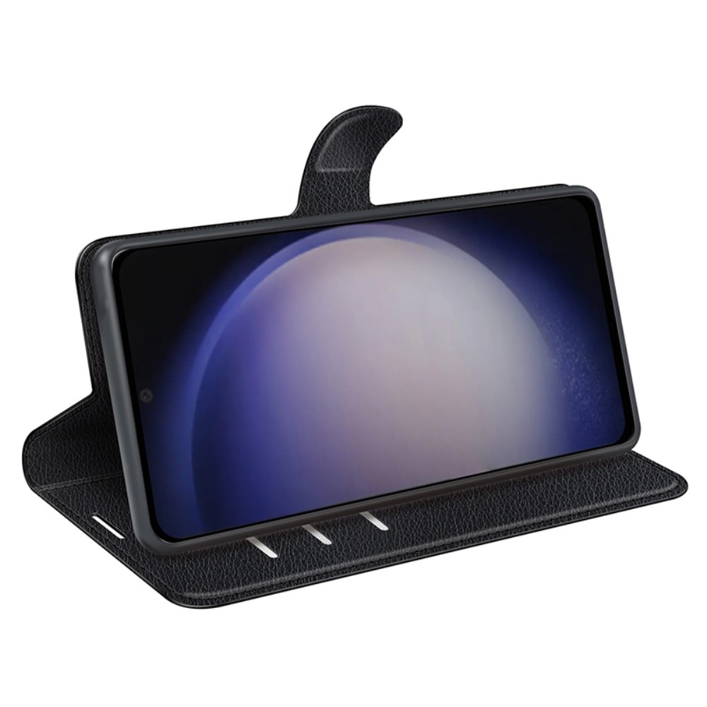 Litchi könyv tok Samsung Galaxy S24 készülékhez - fekete