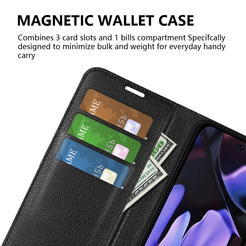 Litchi könyv tok a Google Pixel 9a készülékhez - fekete