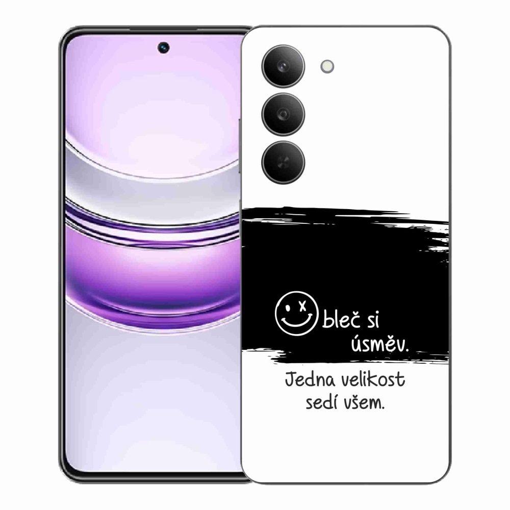 Gél borító mmCase a Realme 14x 5G készülékhez - vicces szöveg 8 fekete-fehér háttérrel