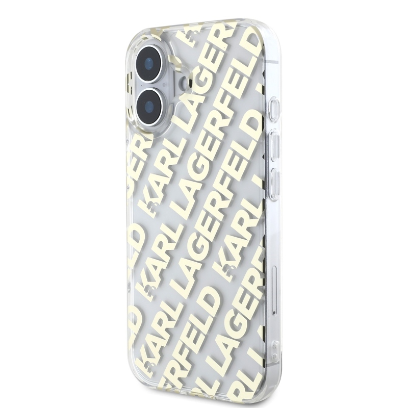 Karl Lagerfeld IML Electroplated Repeated Logo Back Cover for iPhone 16 arany