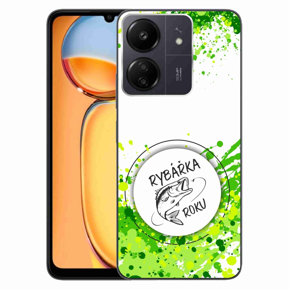 Gél borítás mmCase a Xiaomi Poco C65/Redmi 13C-hez - az év horgásza fehér háttérrel