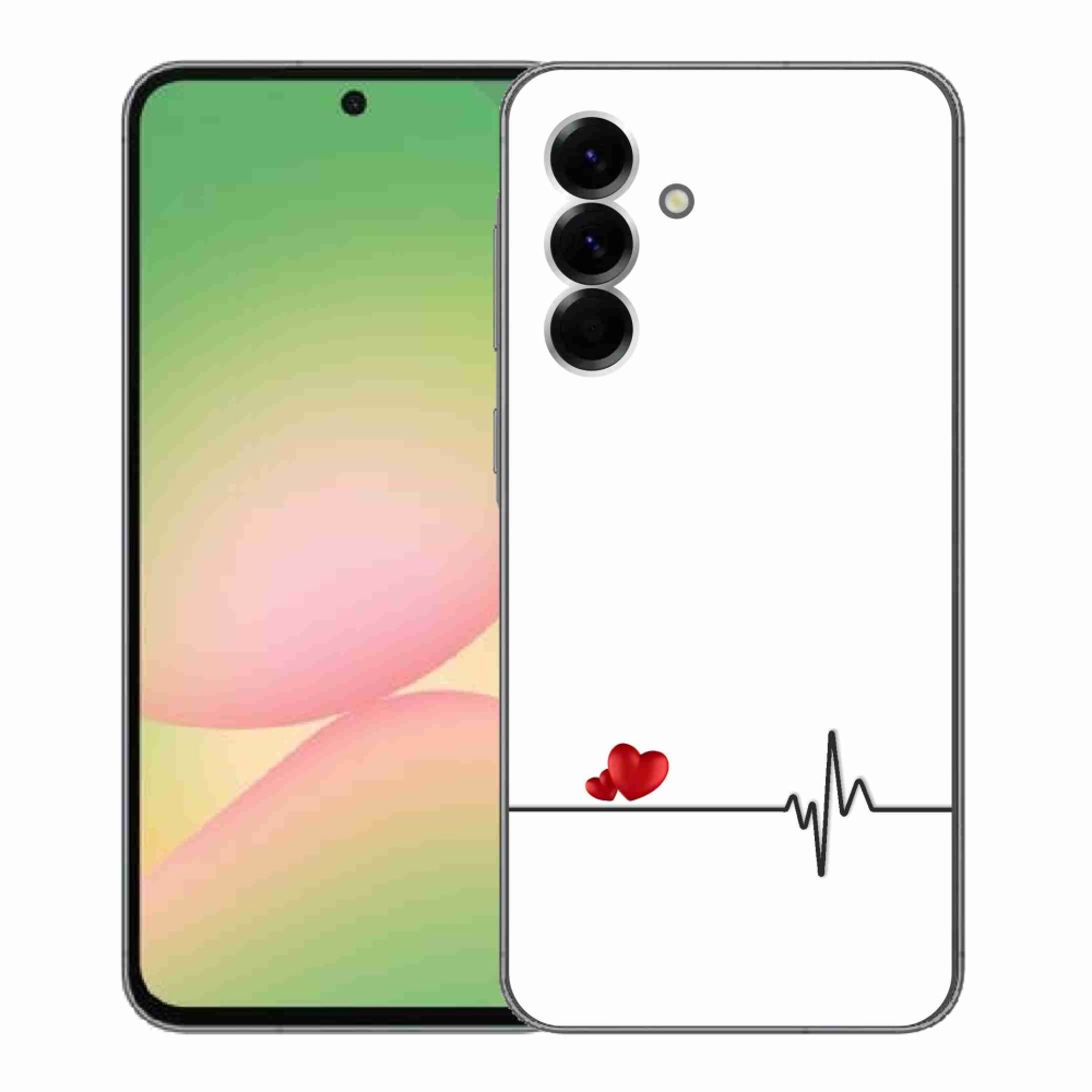 Gél borítás mmCase Samsung Galaxy A56 5G - szív és szívverés fehér háttérrel