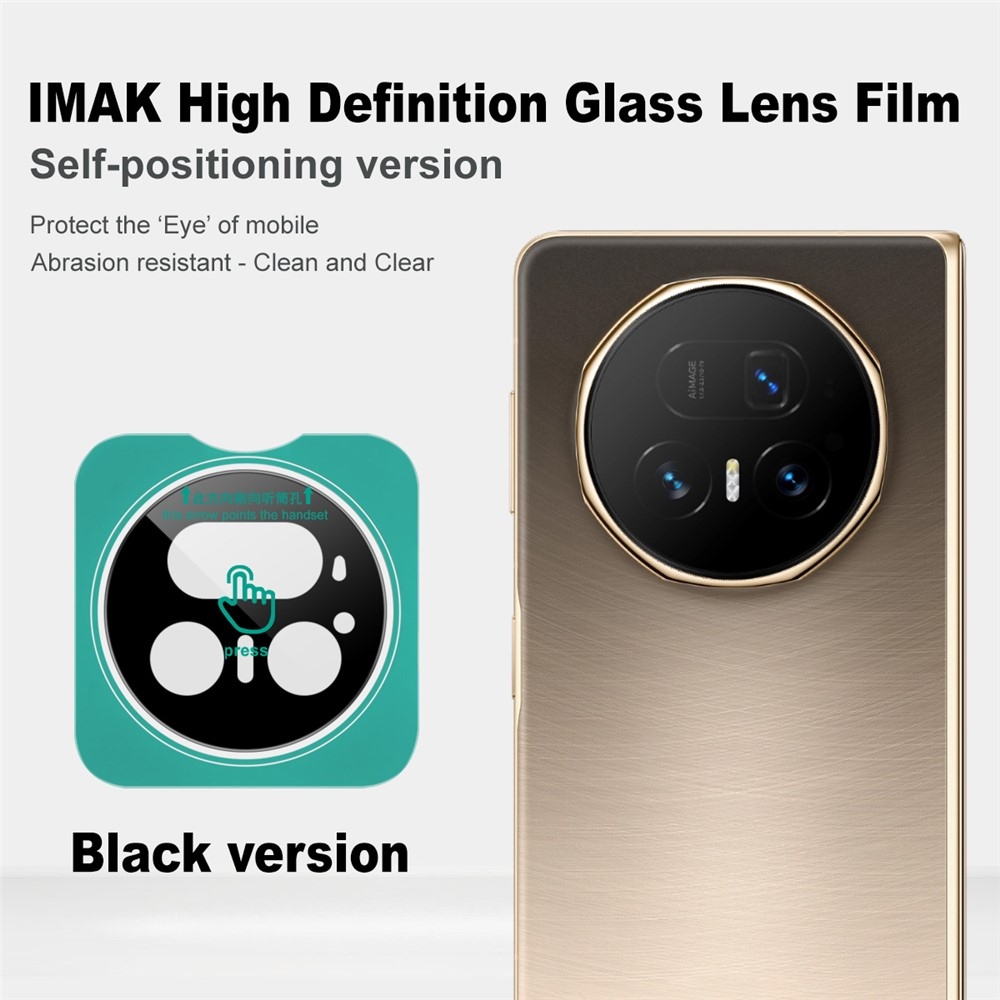 IMK kamera lencse üveg Honor Magic V5 fényképezőgéphez, applikációs kerettel - fekete