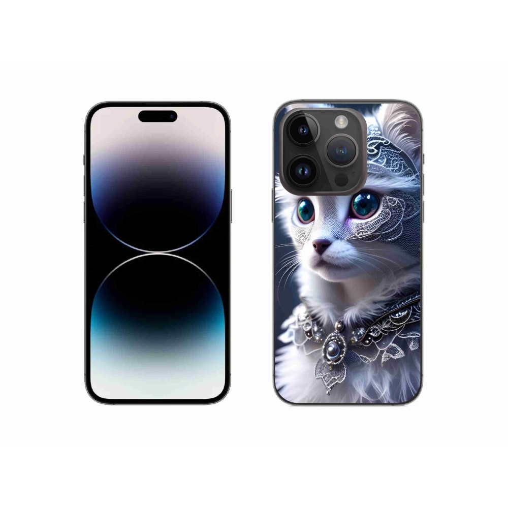 Zselés borítás mmCase iPhone 14 Pro készülékhez - fehér macska