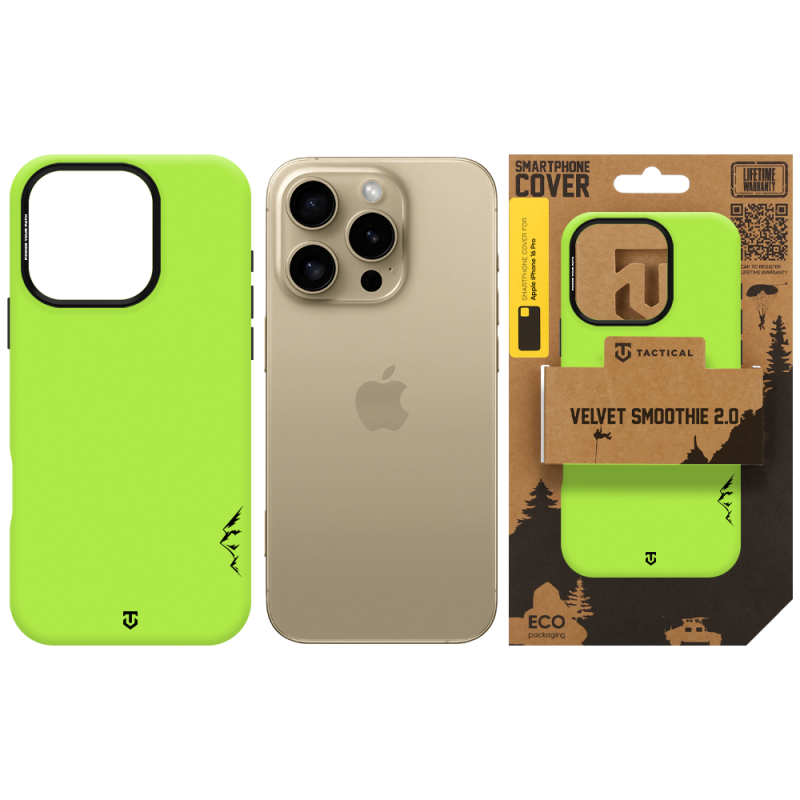 Tactical MagForce Velvet Smoothie 2.0 tok az Apple iPhone 16 Pro-hoz, avokádó színben