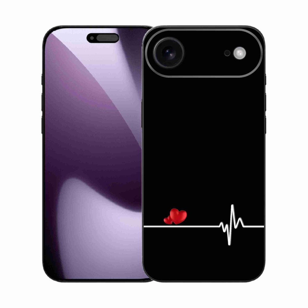 Gél borítás mmCase iPhone 17 Air készülékhez - szív és szívverés fekete háttérrel