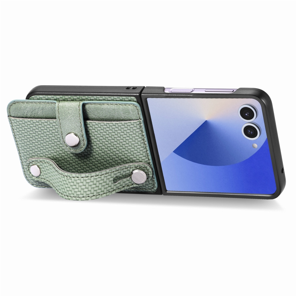 Műanyag borítás műbőrrel a Samsung Galaxy Z Flip7 5G készülékre - zöld színű