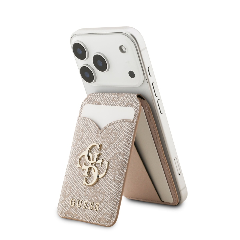 Guess PU 4G Mirror MagSafe Cardslot pénztárca állvánnyal rózsaszínű