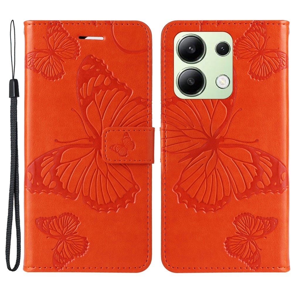 Nagy pillangó könyv tok a Xiaomi Redmi Note 13-hoz - narancssárga