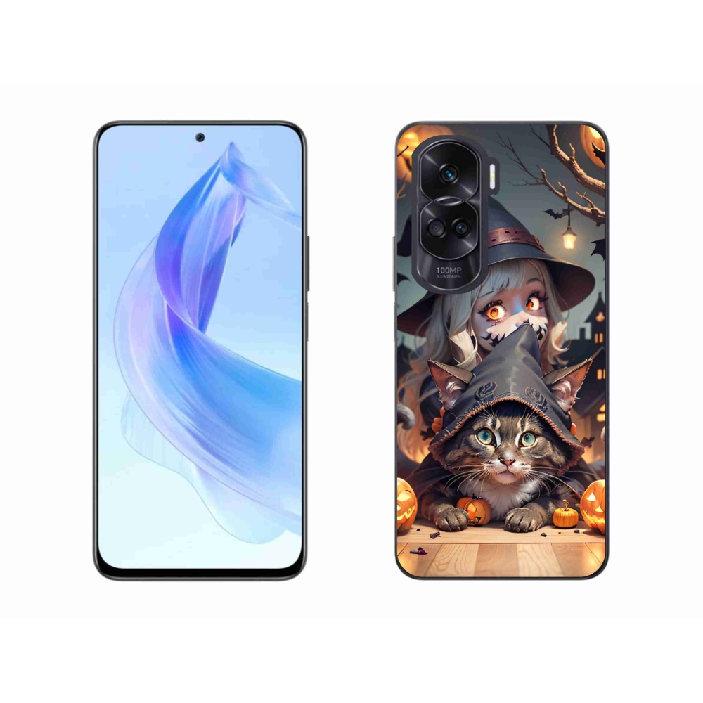 Zselés borítás mmCase a Honor 90 Lite-hoz - boszorkány macskával