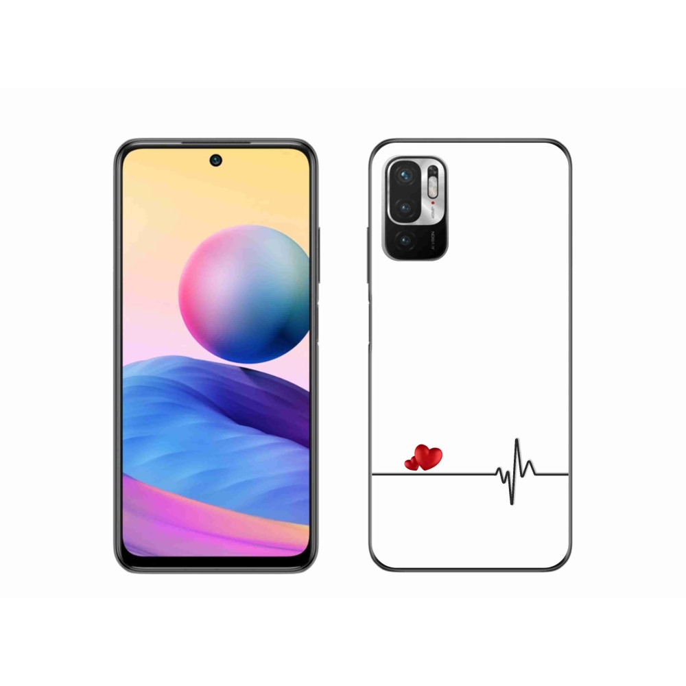 Gél borító mmCase a Xiaomi Poco M3 Pro/5G számára - szív és szívverés fehér háttérrel