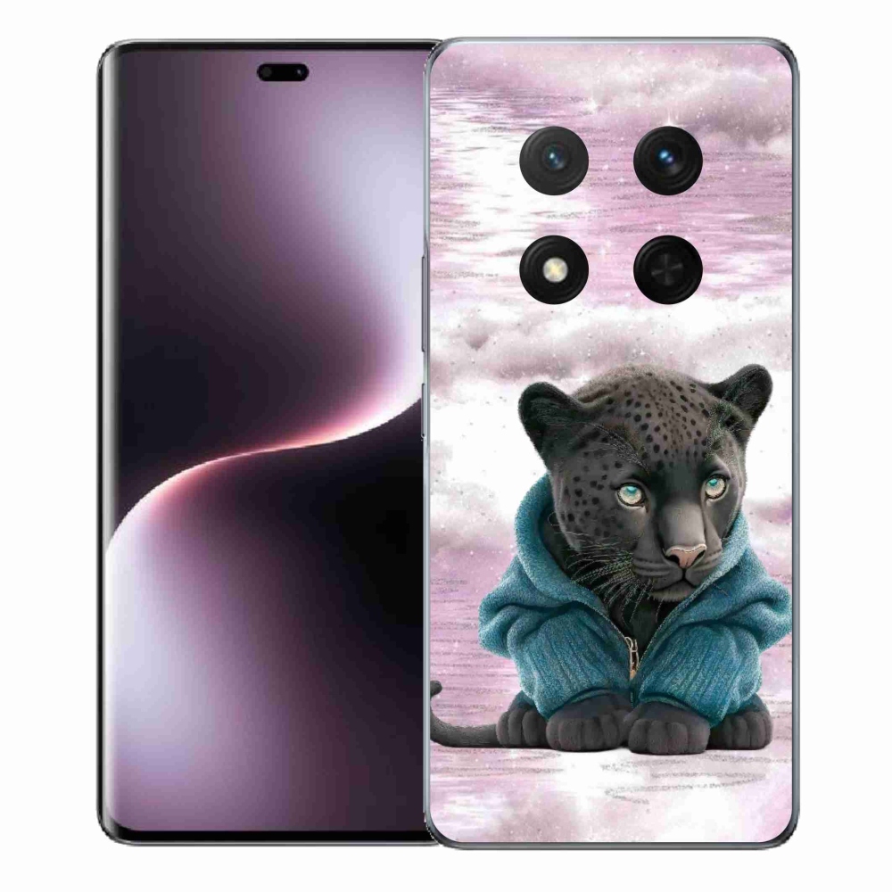 Gél borítás mmCase a Honor Magic 7 Lite 5G számára - fekete párduc pulóverben