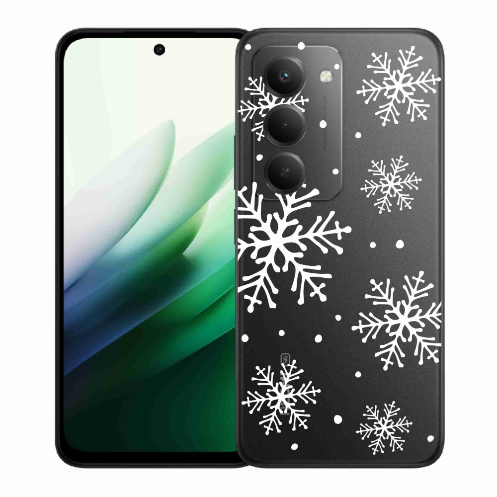 Gél borítás mmCase a Xiaomi Redmi 15 5G-hez - fehér pelyhek átlátszó háttéren