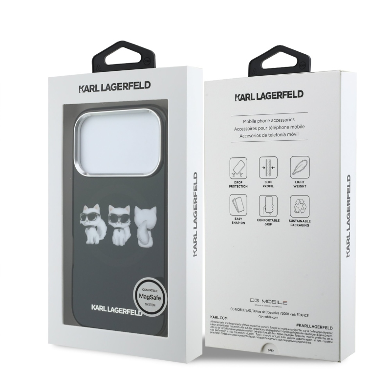 Karl Lagerfeld IML Choupette Trio vízfesték MagSafe hátlap iPhone 17 Pro készülékre
