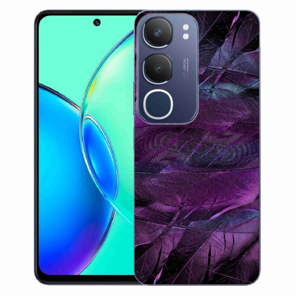 Gél védőhuzat mmCase Vivo Y19s készülékhez - lila tollak