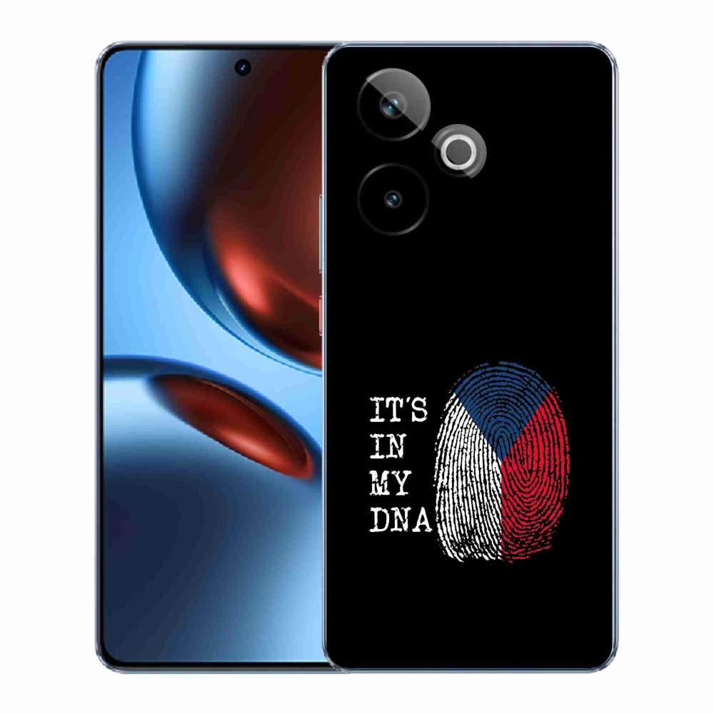 Rugalmas zselés tok mmCase a Realme GT 7 5G/GT 7T 5G képével - zászlós ujjlenyomat fekete háttérrel