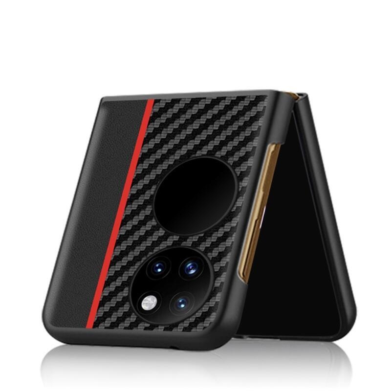 Szálas műanyag borítás a Huawei P50 Pocket készülékhez - fekete/piros