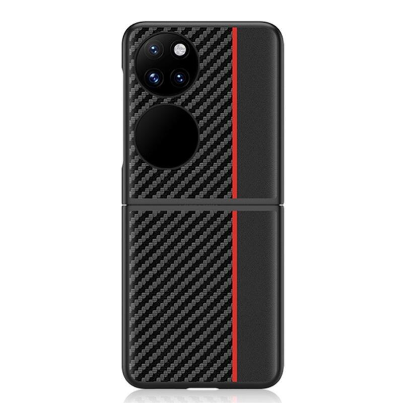 Szálas műanyag borítás a Huawei P50 Pocket készülékhez - fekete/piros