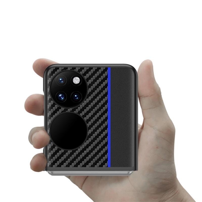 Szálas műanyag borítás a Huawei P50 Pocket készülékhez - fekete/kék