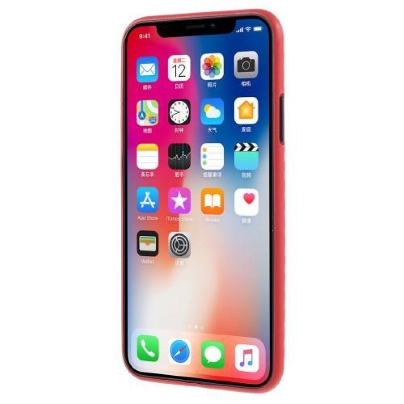 Szálas műanyag tok iPhone X készülékhez - piros