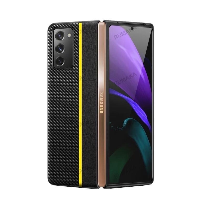 Szálas műanyag tok mobiltelefonhoz Samsung Galaxy Z Fold2 5G - sárga/fekete