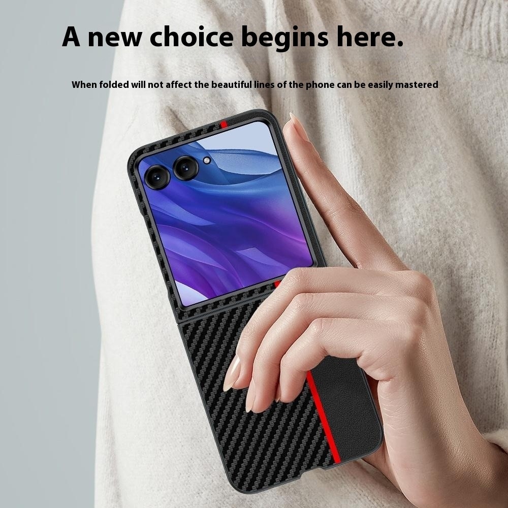 Szálas műanyag borítás Motorola Razr 60 Ultra 5G készülékhez - fekete/piros