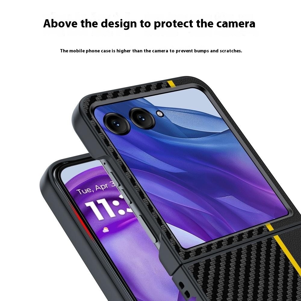 Szálas műanyag borítás a Motorola Razr 60 Ultra 5G készülékhez - fekete/sárga