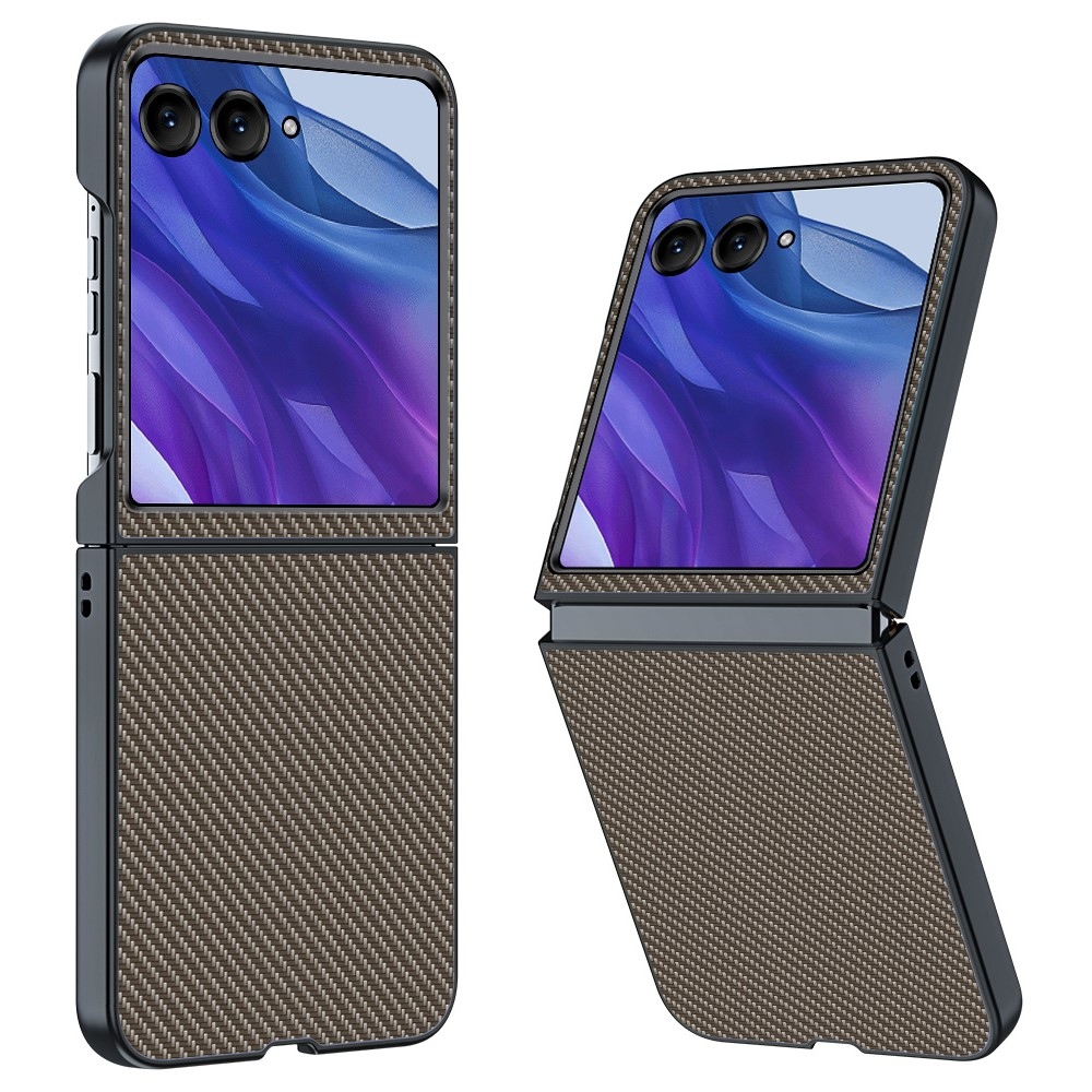 Szálas műanyag borítás Motorola Razr 60 Ultra 5G készülékhez - barna