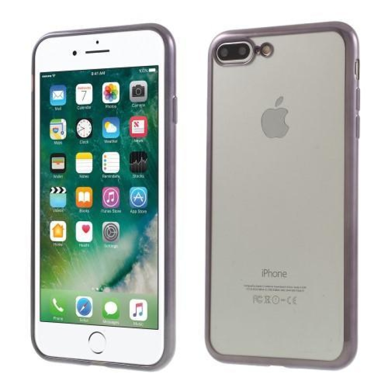 Finom zselés tok megkülönböztető keretezéssel iPhone 8 Plus és iPhone 7 Plus készülékhez - szürke