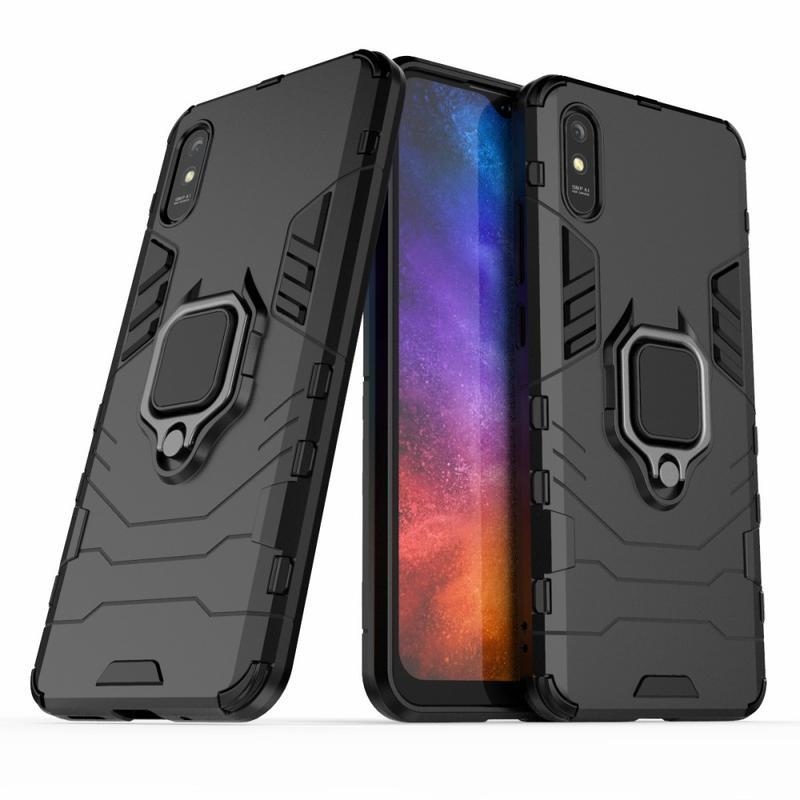 Ujj hibrid tartós tok ujjgyűrűvel a Xiaomi Redmi 9A/9AT-hoz - fekete