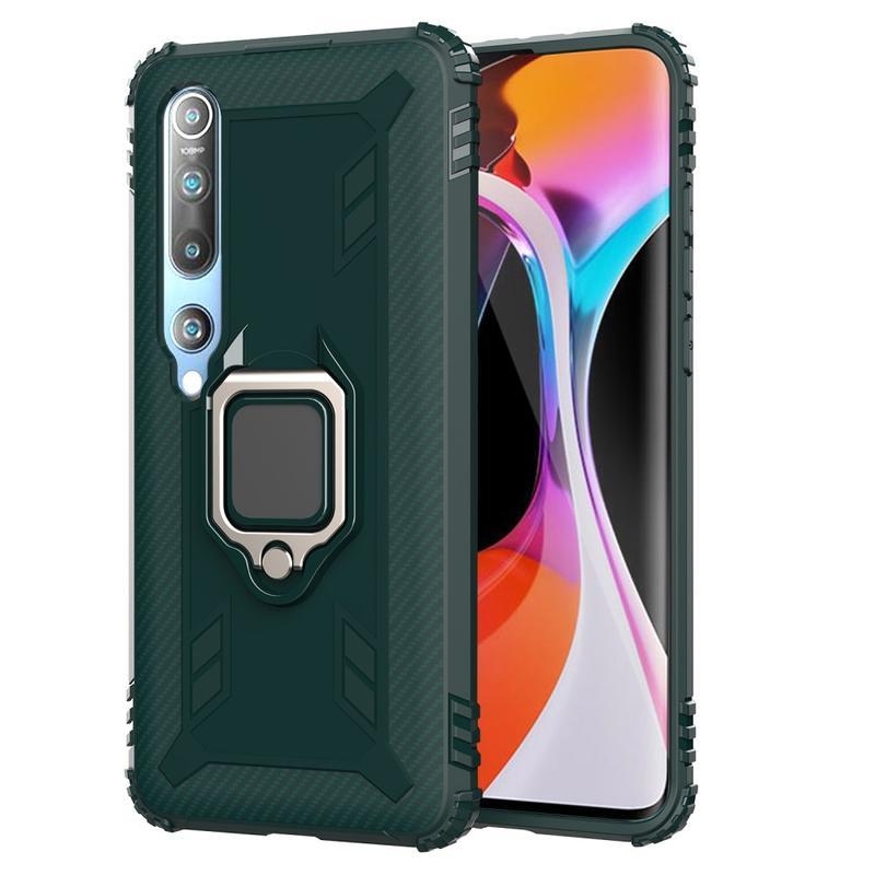 Ujjálló hibrid védőburkolat ujjgyűrűvel Xiaomi Mi 10/Mi 10 Pro készülékhez - zöld