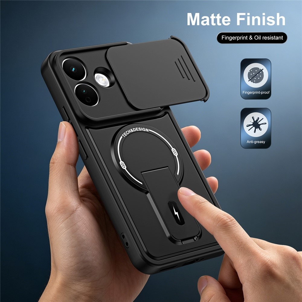 Finish strapabíró, MagSafe-kompatibilis tok a Xiaomi Redmi Note 17 4G/5G okostelefonhoz – fekete