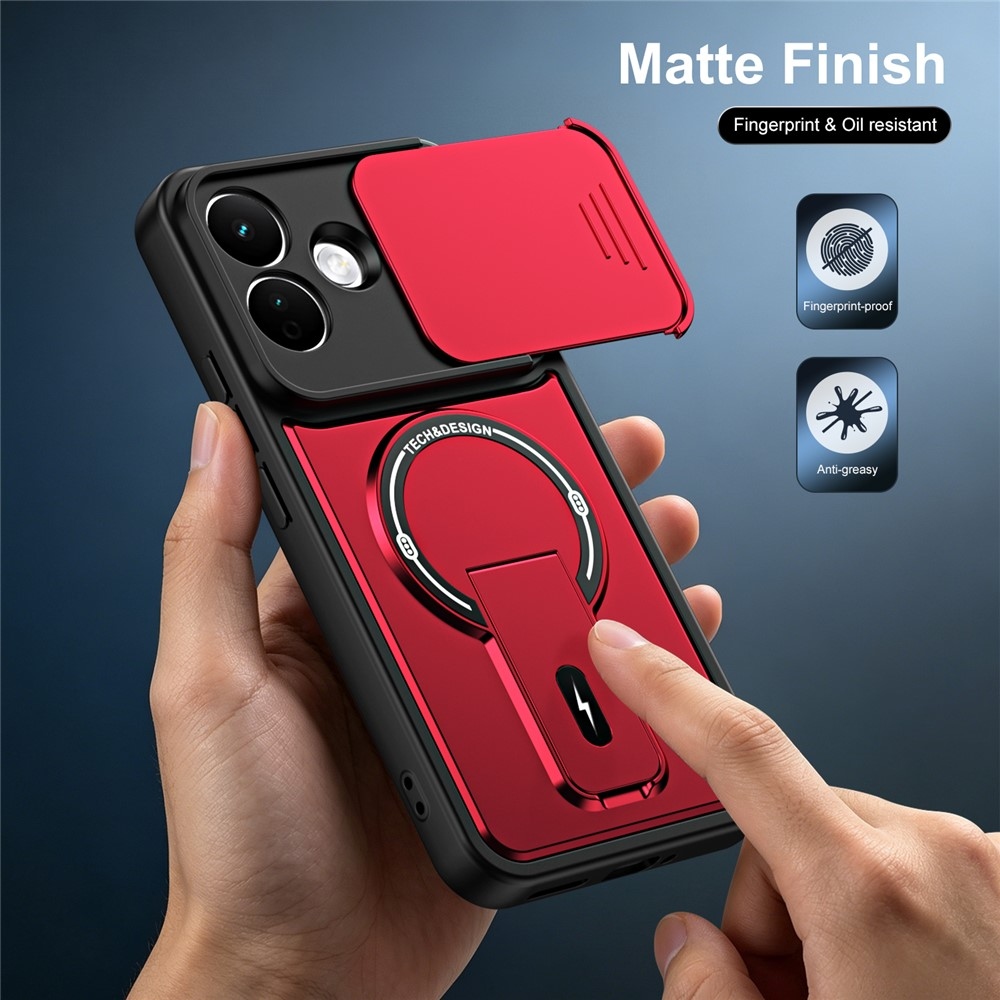 Finish strapabíró, MagSafe-kompatibilis tok a Xiaomi Redmi Note 17 4G/5G okostelefonhoz – piros