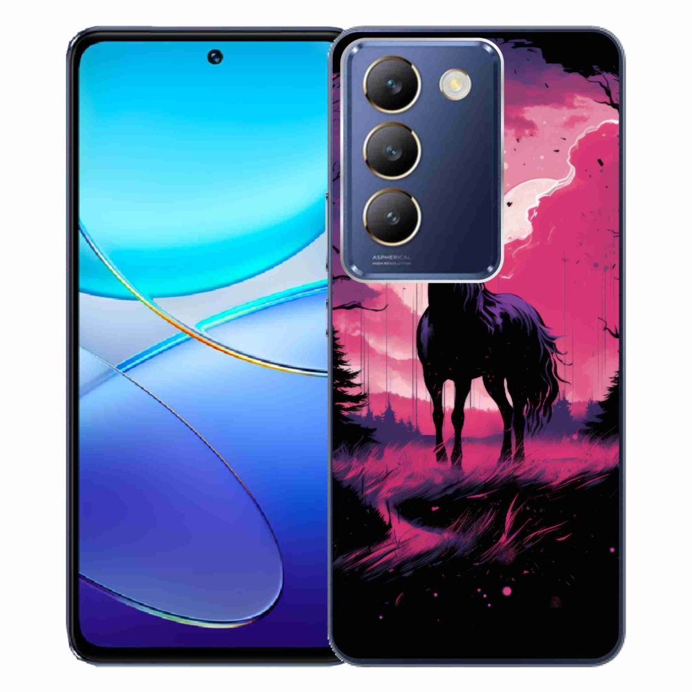 Gél borítás mmCase a Vivo V40 SE 4G/5G készülékhez - fekete rajzfilm ló 1