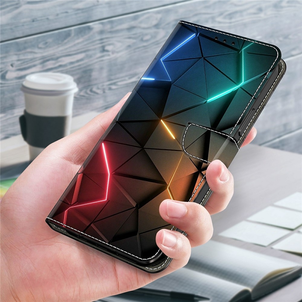 Firmly book tok Samsung Galaxy A57 5G - neonszínű háromszögek