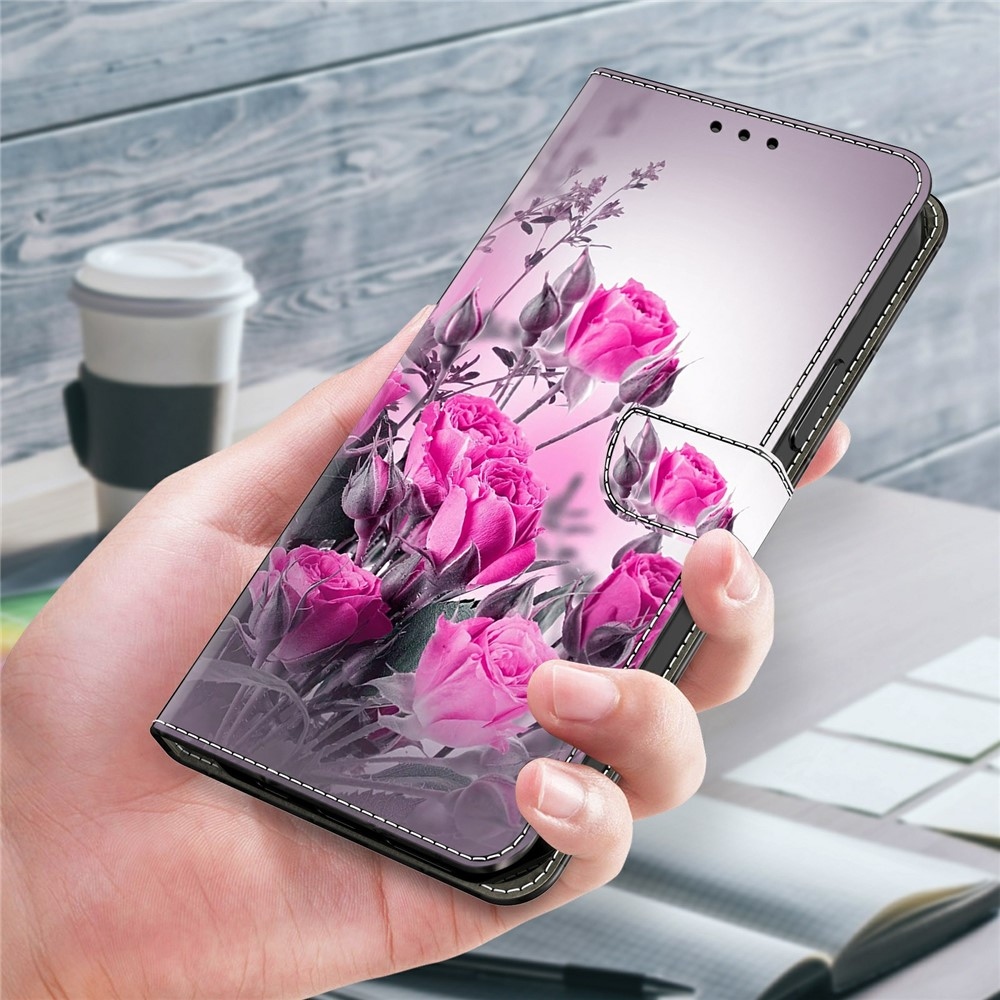 Határozottan könyv tok Samsung Galaxy A57 5G - rózsaszín virágok