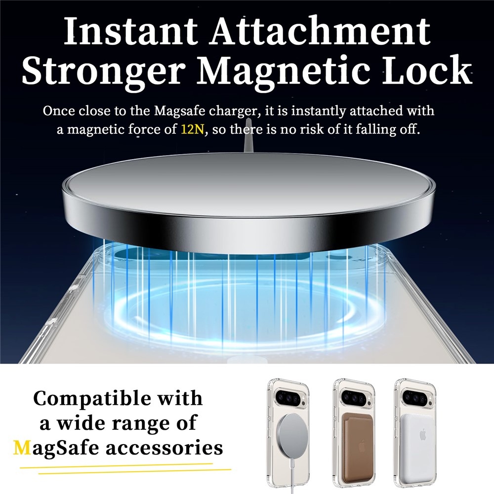 Akril zselés tok fix hátlappal és MagSafe funkcióval a Google Pixel 10 Pro/Pixel 10 készülékre - átlátszó