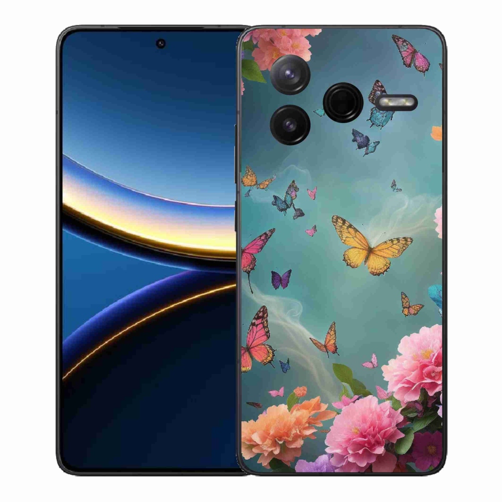 Gél borítás mmCase a Xiaomi Poco F7 Pro számára - színes virágok és pillangók