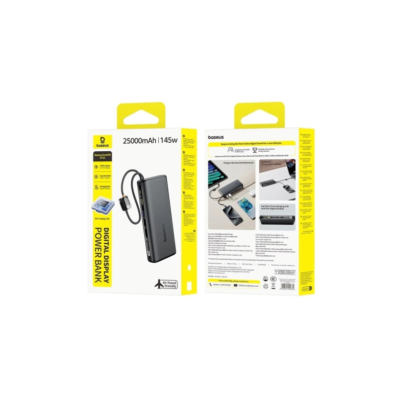 Baseus EnerFill FC41 145 W-os mágneses powerbank 25 000 mAh, Cosmic Black