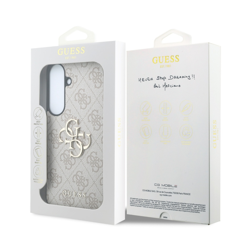 Guess PU 4G Metal Logo hátsó tok a Samsung Galaxy S26 FE-hez, rózsaszín