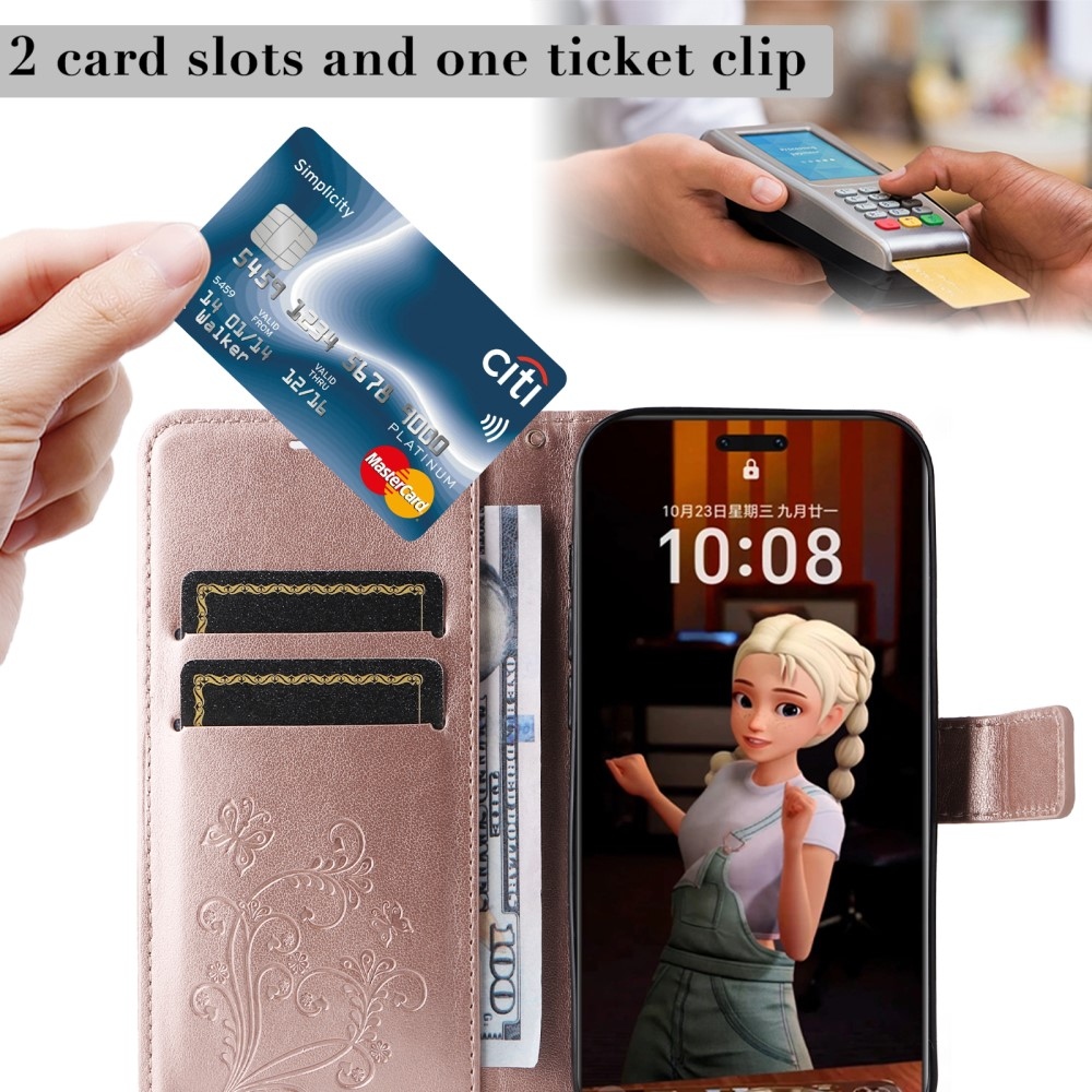 Nagy pillangó könyv tok Honor Magic 7 Pro 5G - rózsa arany