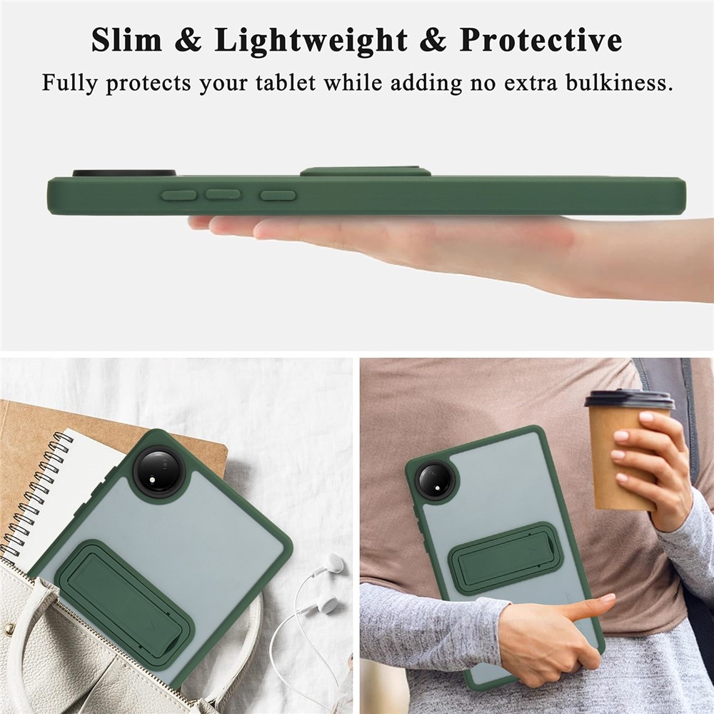 Skiny zselés tok kemény hátlappal és flip állvánnyal Xiaomi Redmi Pad SE 8.7-hez - zöld színű