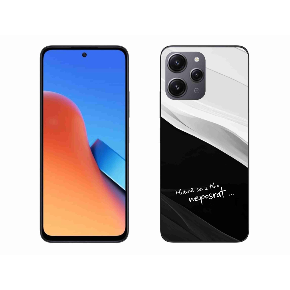 Gél borító mmCase a Xiaomi Redmi 12-hez - vicces szöveg 13 fekete és fehér háttérrel