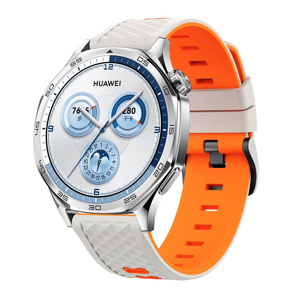 22 mm-es lapos szilikon karkötő a Garmin Forerunner 970/Forerunner 570 47 mm/265 modellekhez – bézs/narancssárga
