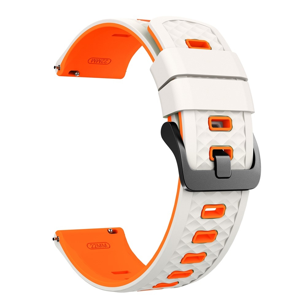 22 mm-es lapos szilikon karkötő a Garmin Forerunner 970/Forerunner 570 47 mm/265 modellekhez – bézs/narancssárga