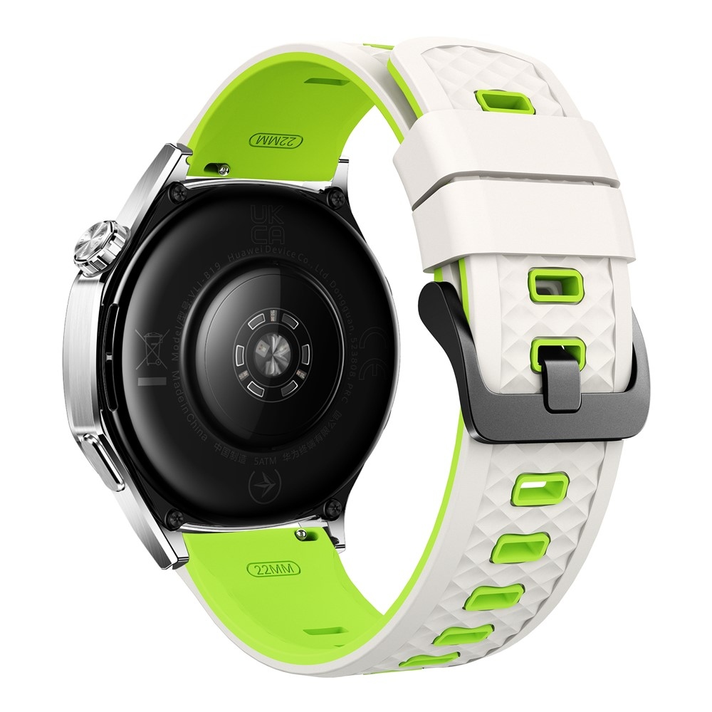 22 mm-es lapos szilikon karkötő a Garmin Forerunner 970/Forerunner 570 47 mm/265 modellekhez – bézs/zöld