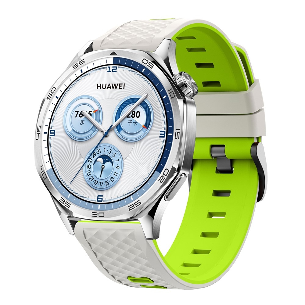 22 mm-es lapos szilikon karkötő a Garmin Forerunner 970/Forerunner 570 47 mm/265 modellekhez – bézs/zöld