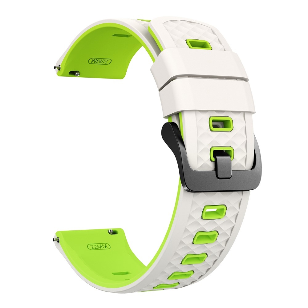 22 mm-es lapos szilikon karkötő a Garmin Forerunner 970/Forerunner 570 47 mm/265 modellekhez – bézs/zöld