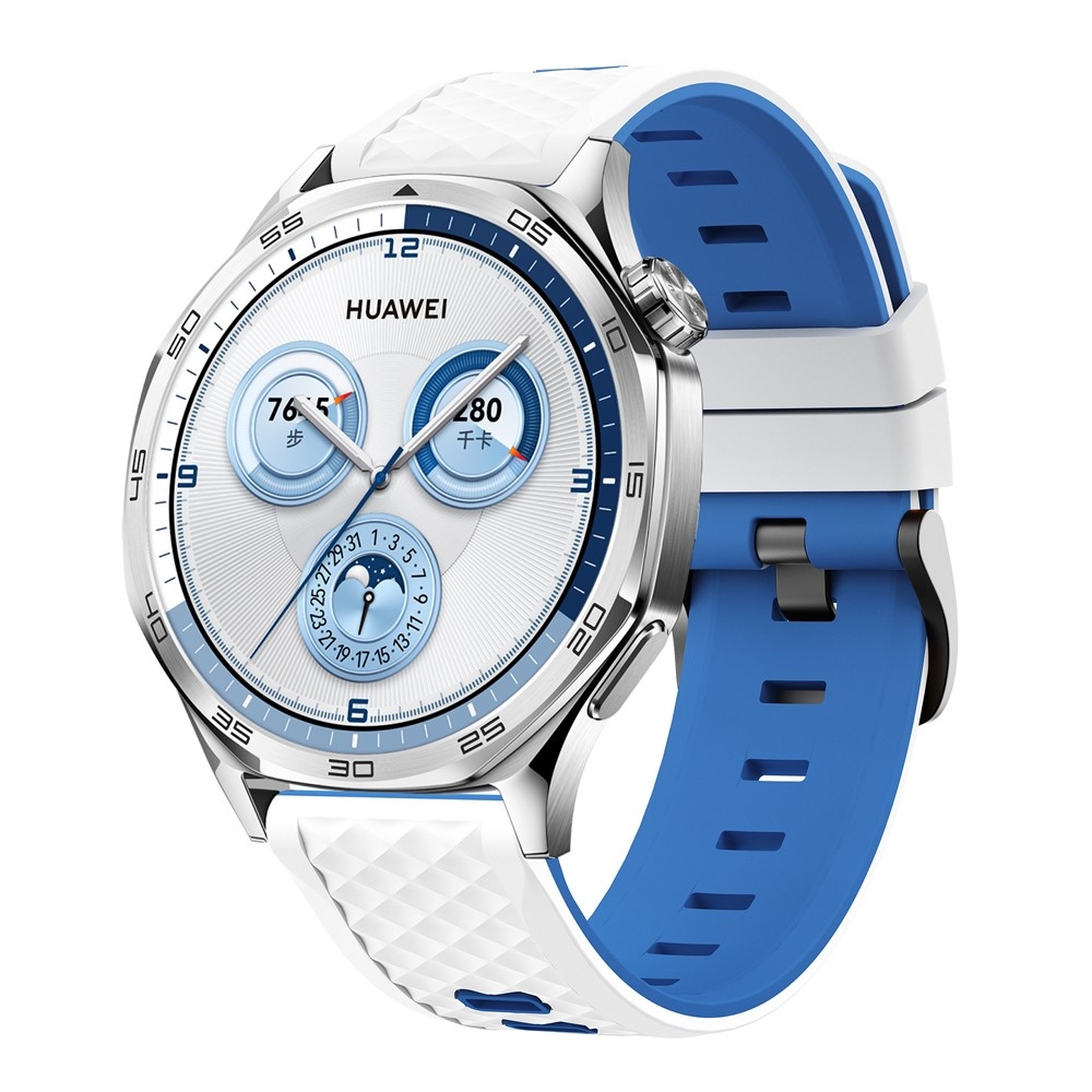 22 mm-es lapos szilikon karkötő a Garmin Forerunner 970/Forerunner 570 47 mm/265 modellekhez – fehér/kék