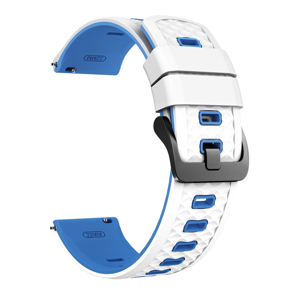 22 mm-es lapos szilikon karkötő a Garmin Forerunner 970/Forerunner 570 47 mm/265 modellekhez – fehér/kék